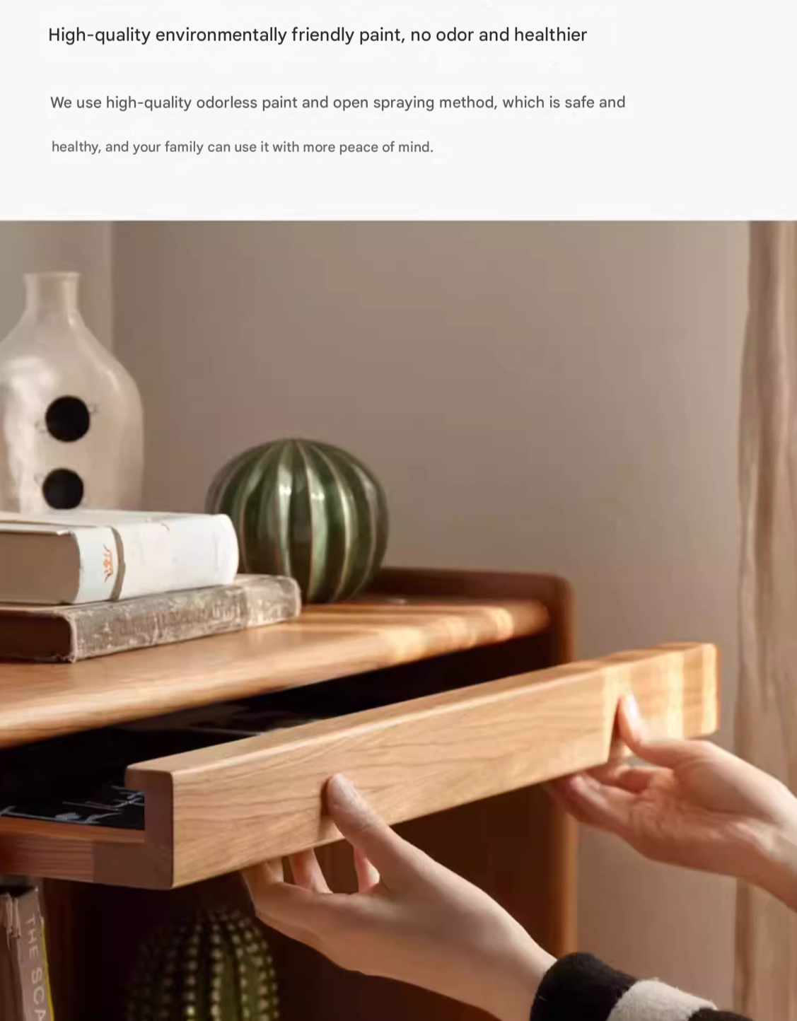 Cherry, Oak Solid Wood Japanese Flip Glass Door Bookcase