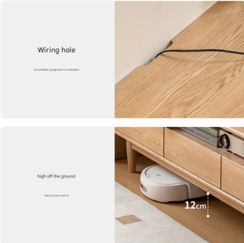 Oak Solid Wood Nordic Floor TV Cabinet.