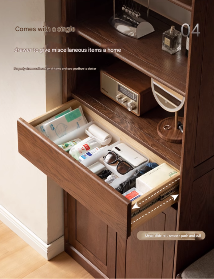 Oak Solid Wood Porch Cabinet Shoe Cabinet Integrated