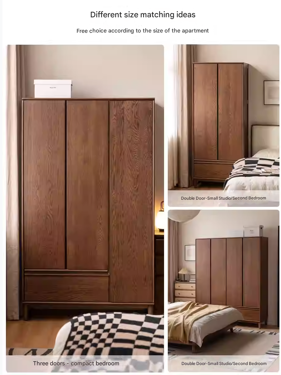 Oak Solid Wood Modern Off-Floor Wardrobe.