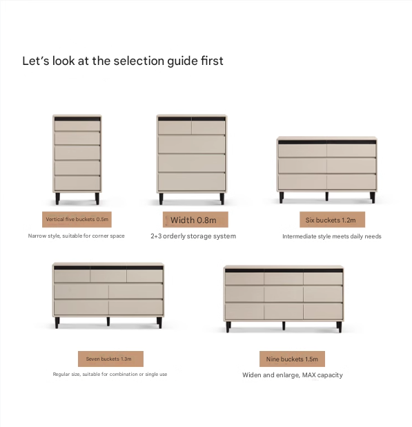Poplar, Solid Rubberwood Light Luxury Gray Chest of Drawers.