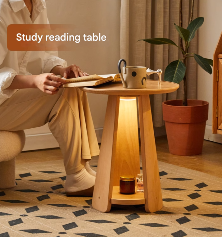 Beech Solid Wood Nordic Side Table.