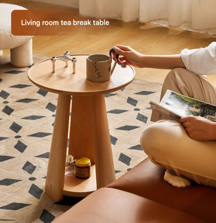 Beech Solid Wood Nordic Side Table.