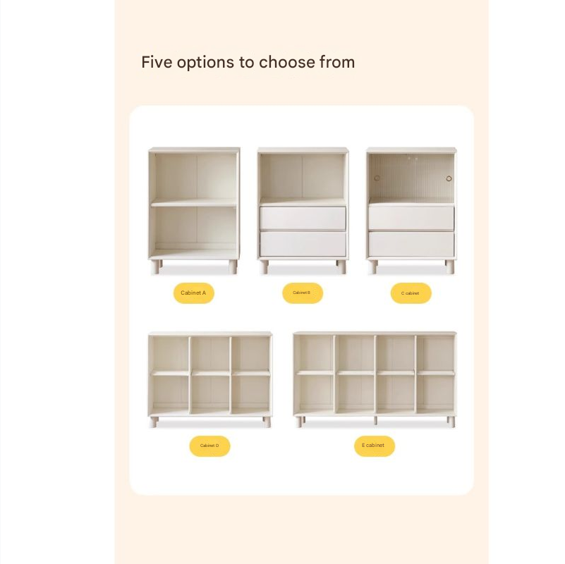 Rubber Solid Wood Cream Style Bookcase.