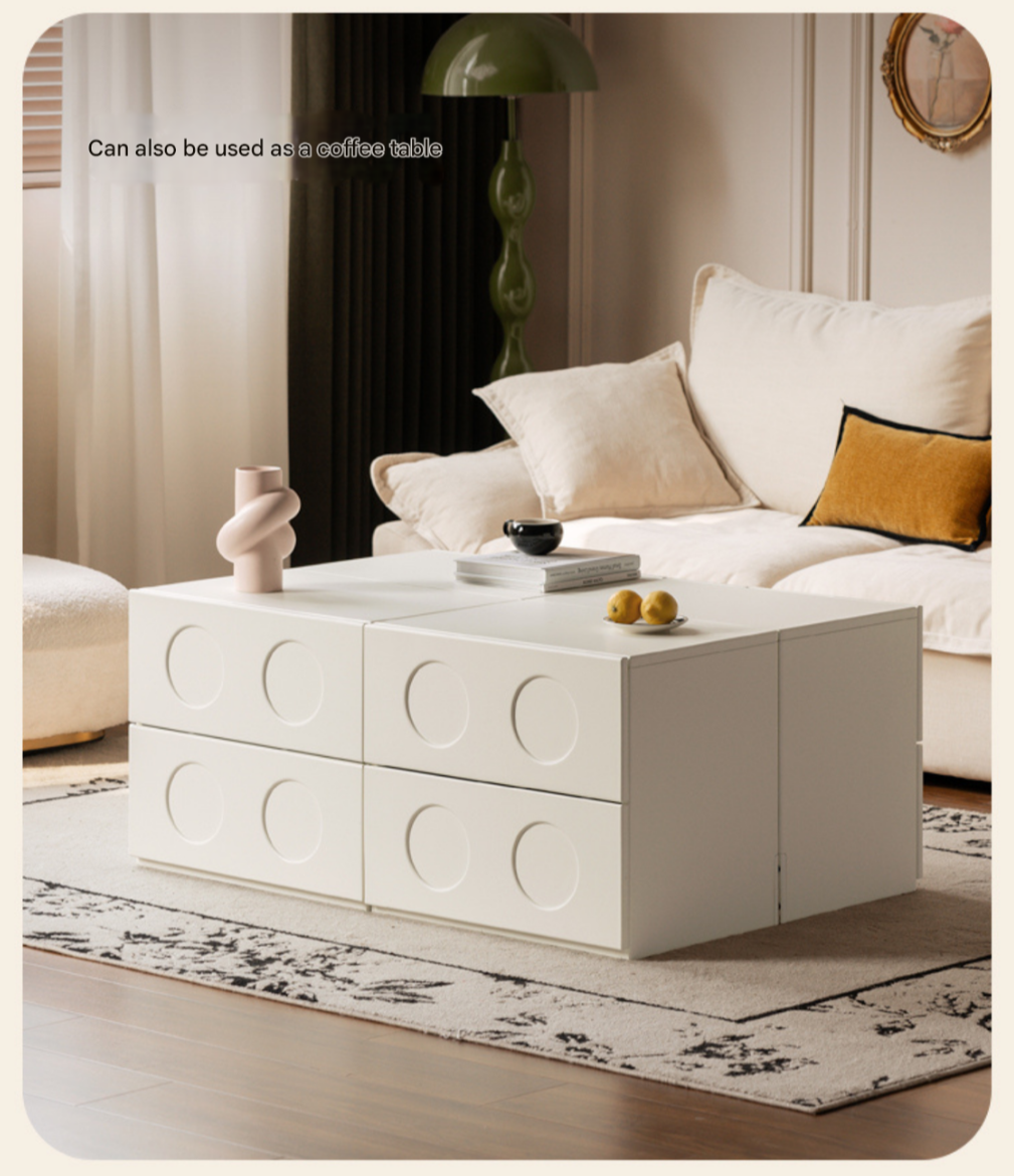 Poplar Solid Wood French Cream Style Module Combination TV Cabinet.