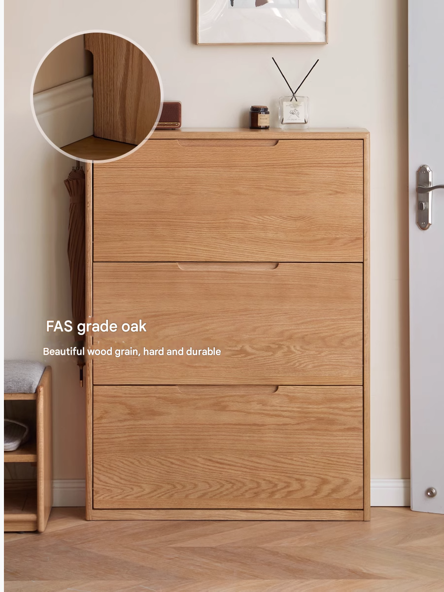 Oak, Poplar Solid Wood Ultra-Thin Shoe Cabinet
