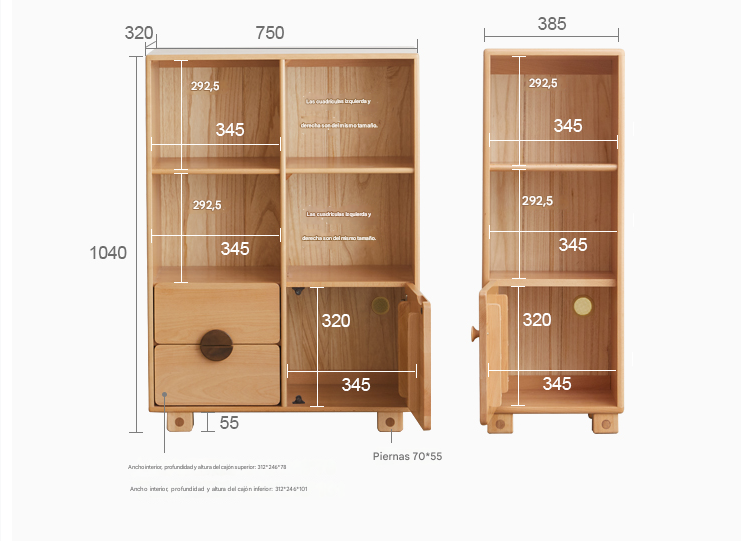 Beech Solid Wood Floor Children's Bookcase