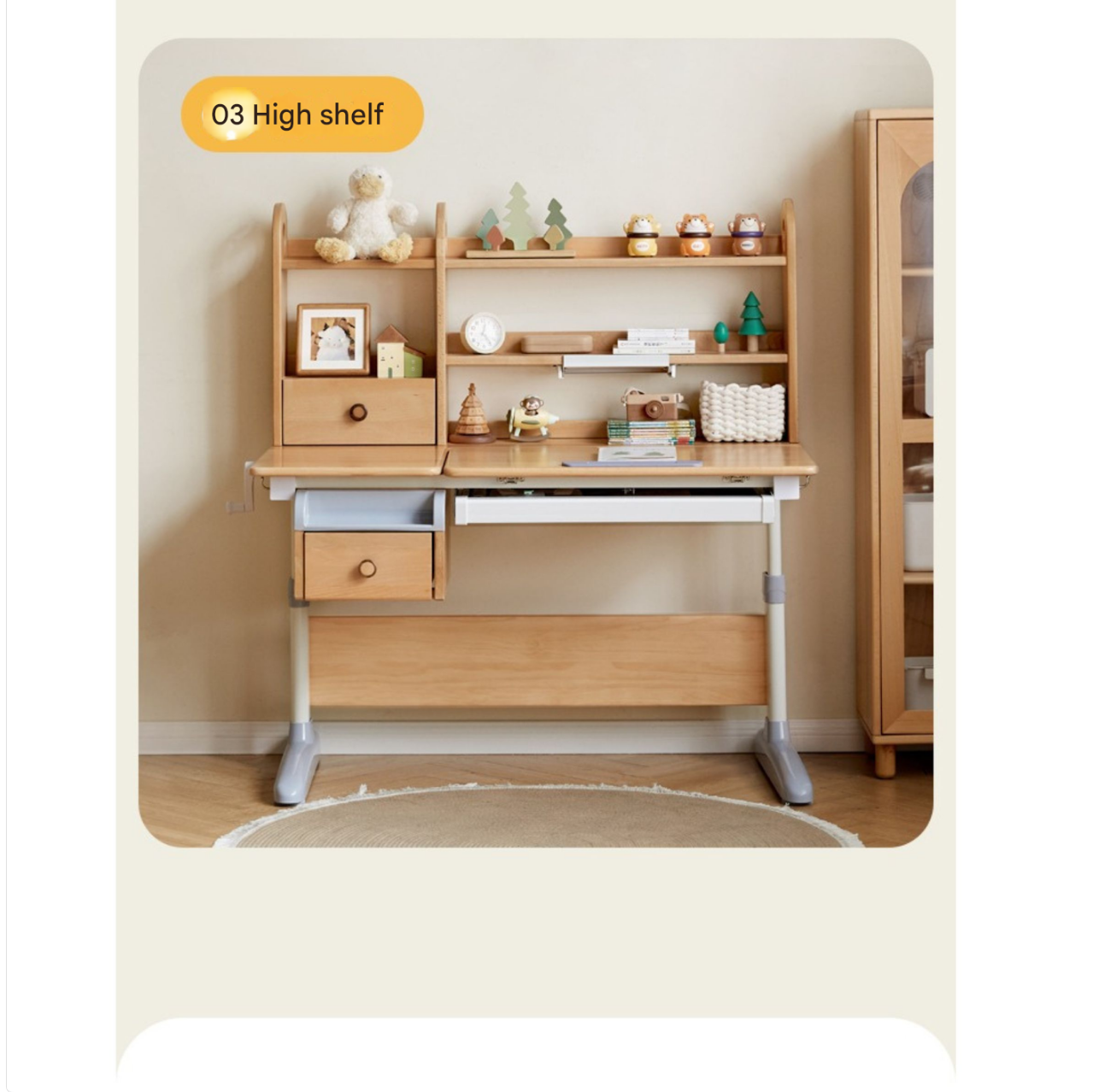 Beech Solid Wood Modern Bookshelf