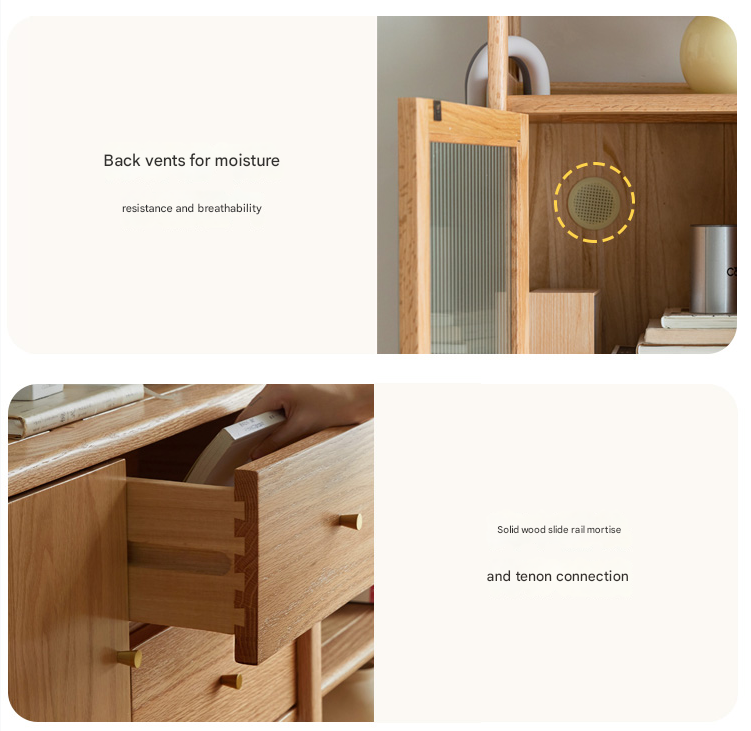 Oak Solid Wood Bookshelf Study Display Floor Combination Shelf