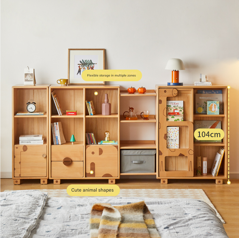 Oak Solid Wood Multi-Layer Children's Bookcase