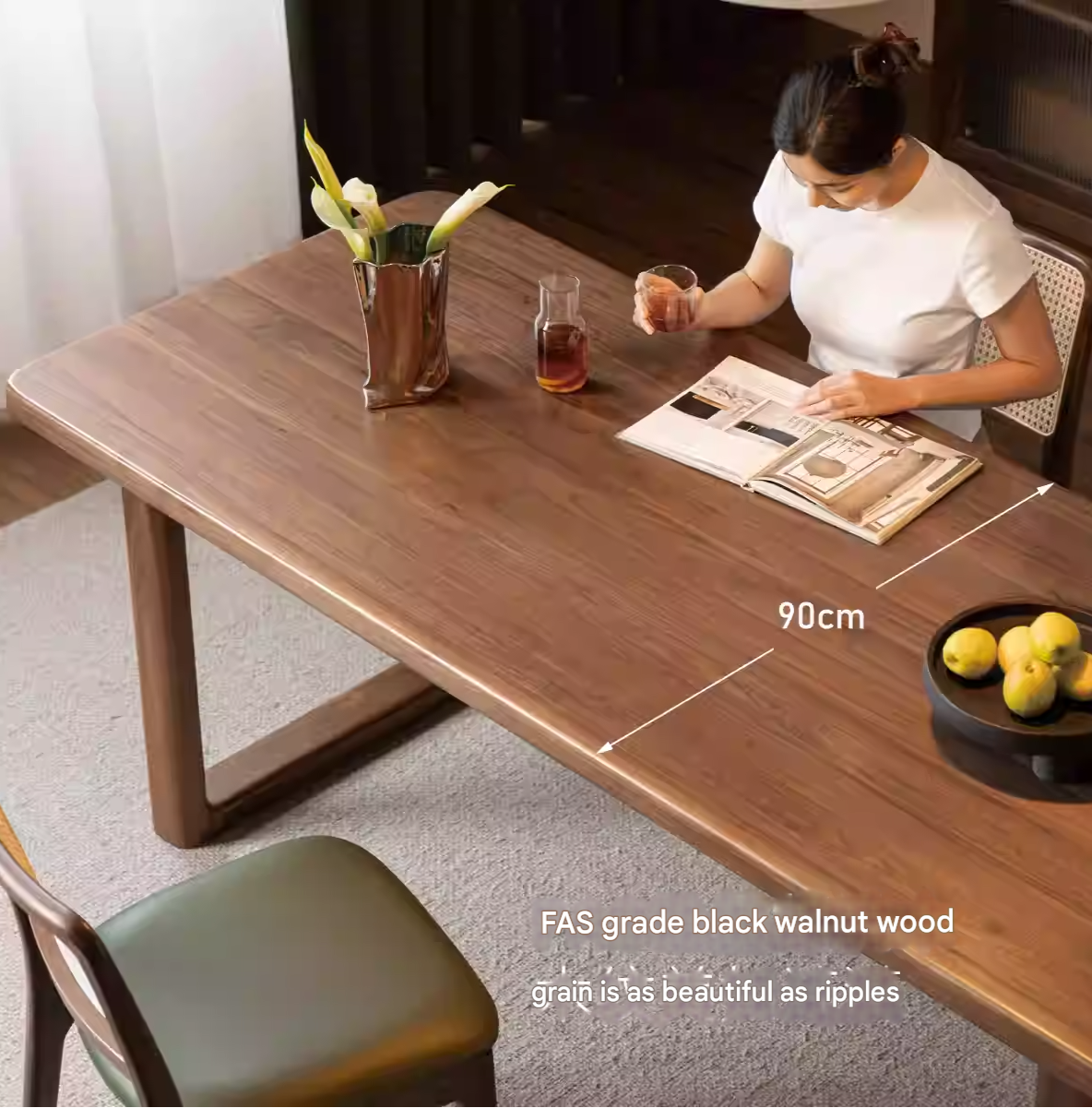 Black Walnut Solid Wood Large Board Dining Table