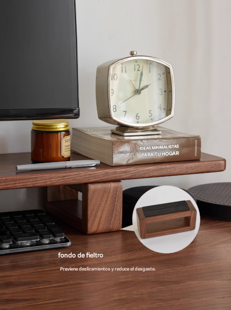 Solid Rubberwood, Black Walnut, Oak Solid Wood Heightening Computer Stand, Table shelves