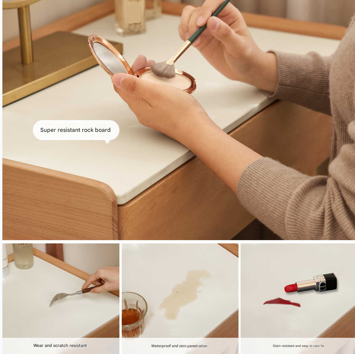 Beech Solid Wood Nordic Light Luxury Dressing Table.