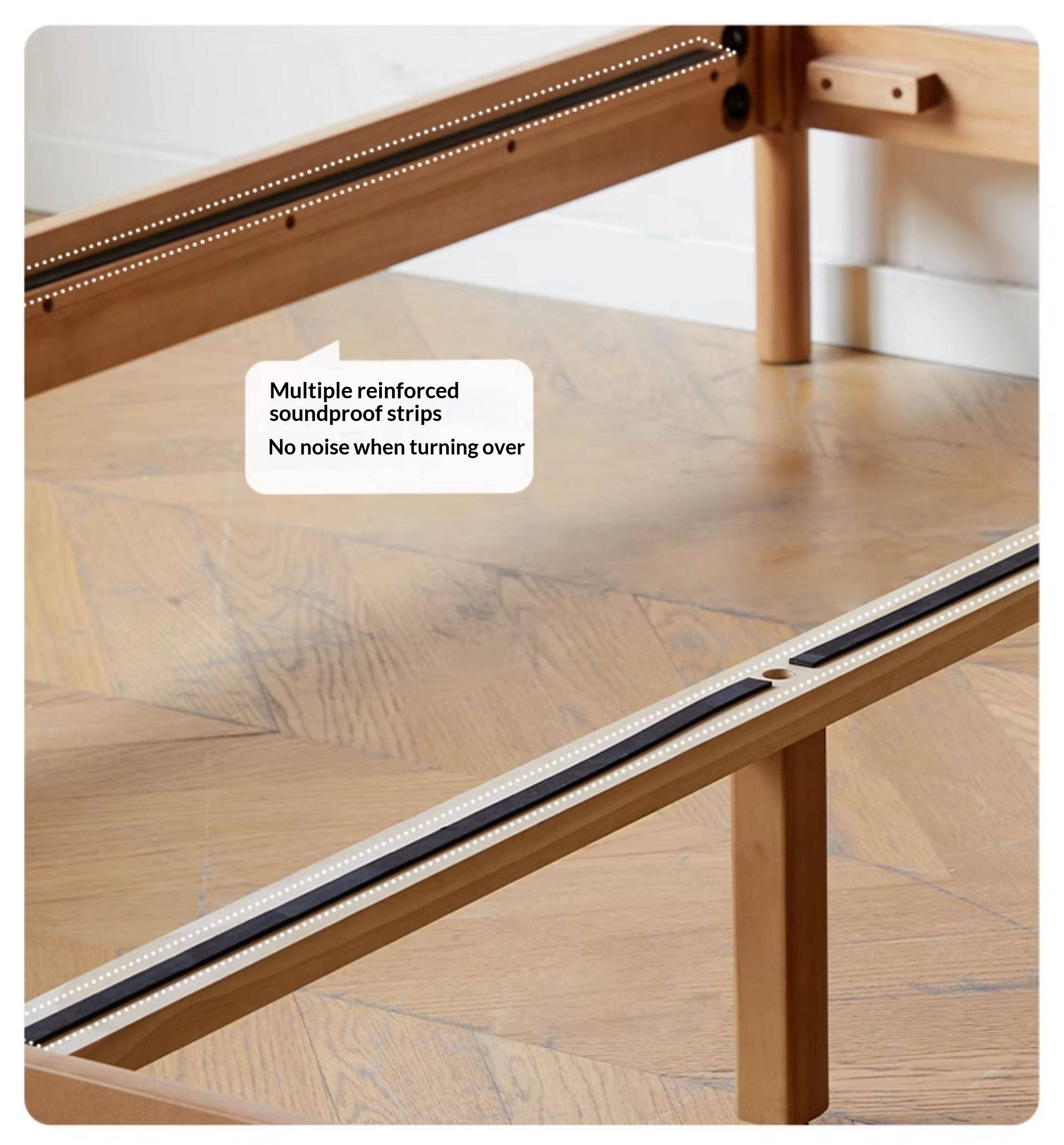 Poplar Solid Wood Bed — Modern Minimalist Style