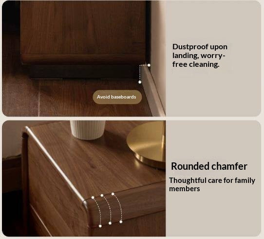 Black Walnut Solid Wood Italian Light Luxury Nightstands