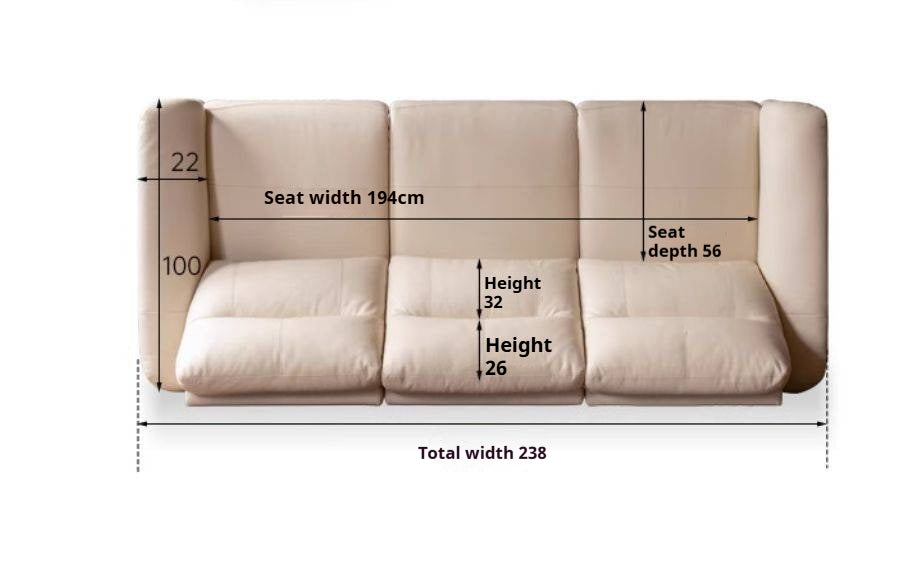 Pine Solid Wood Leather Sofa Cream Style Functional Electric