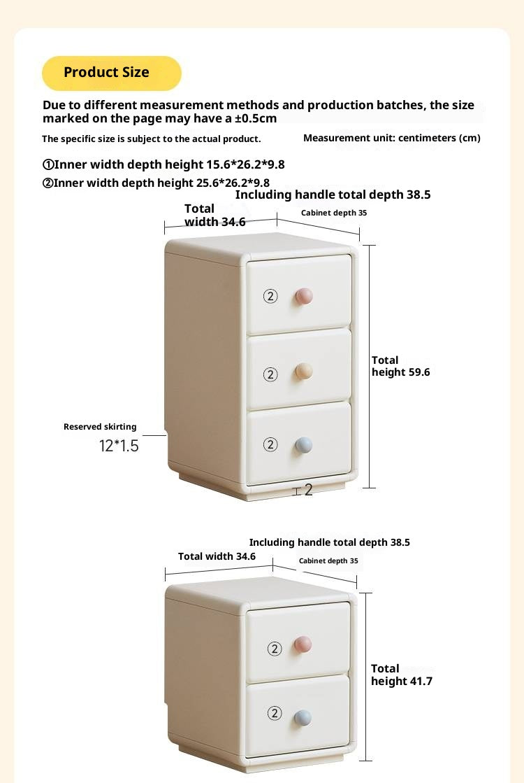 Solid Rubberwood Cream Style Ultra-narrow Children's Nightstand