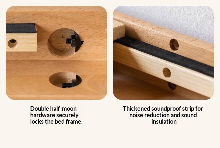 Beech, Rubberwood Solid Wood Kids’ Bed with Guardrail, Platform Bed, Headboard-Free Bed