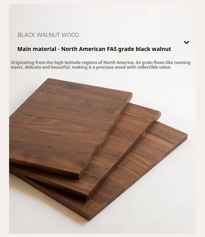 Black Walnut Solid Wood Platform Box Bed, Headboard-Free Bed Night Light Suspended Bed