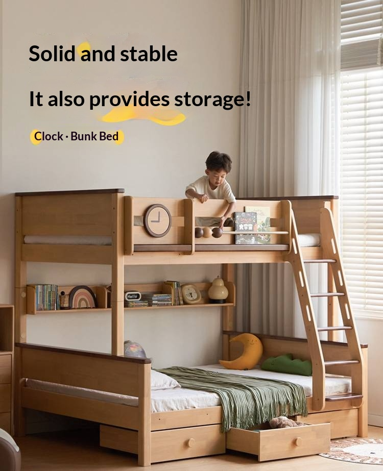 Rubberwood Solid Wood Children's Bunk Bed