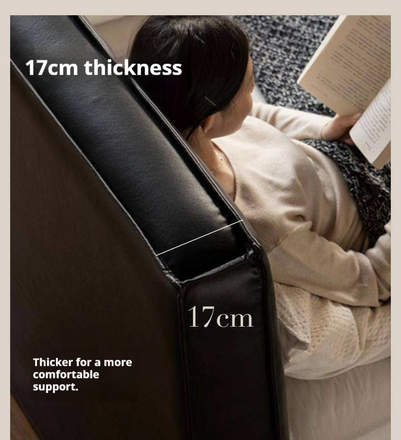 Black Walnut Solid Wood Box Bed — Italian Light Luxury, Genuine Leather Upholstered Headboard