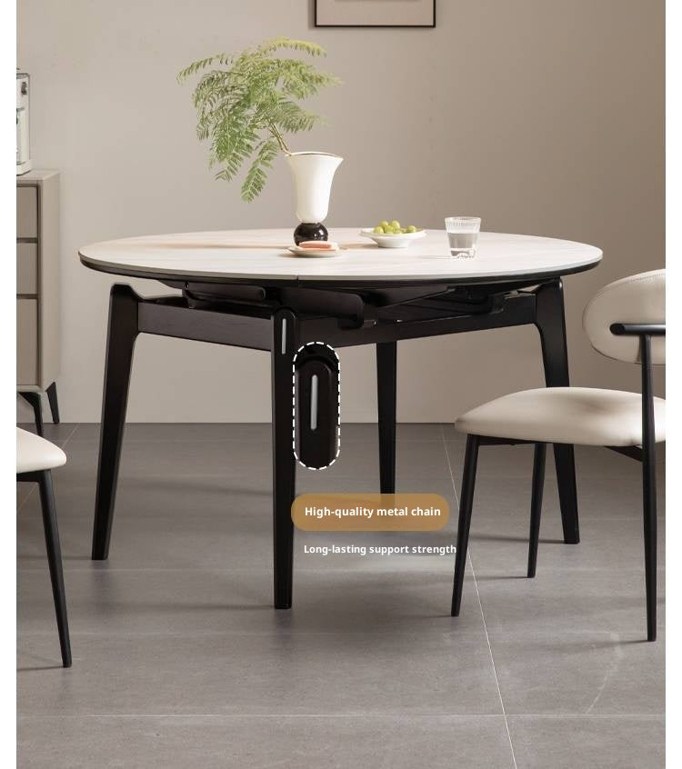 Solid Rubberwood Modern Rock Plate Dining Table