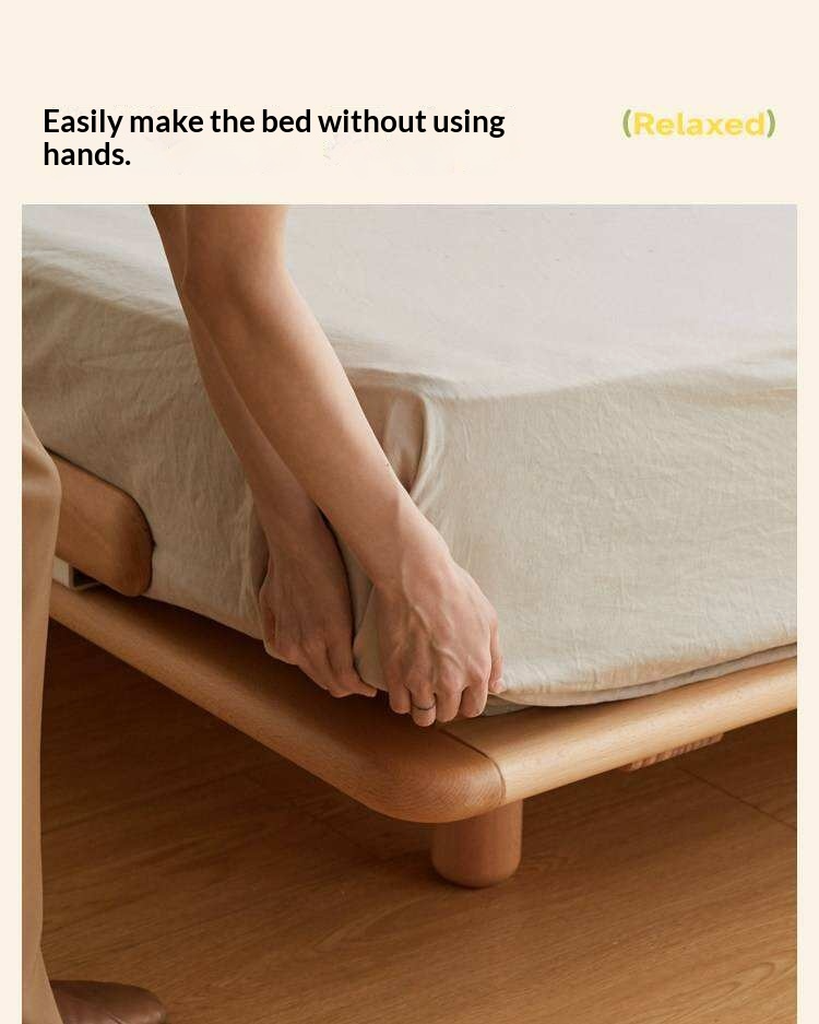 Beech Solid Wood Kids Floating Platform Bed with Upholstered Headboard and Optional Guardrails
