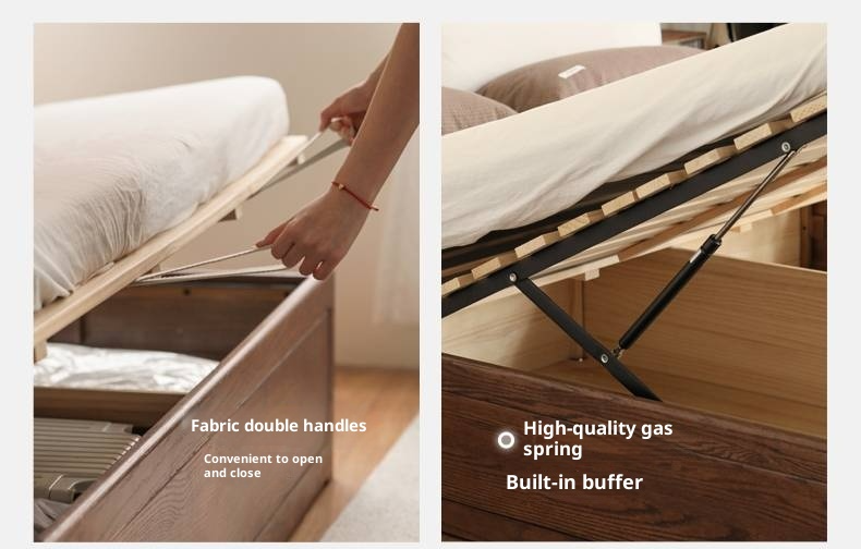 Oak Solid Wood Modern Simple Fabric Soft-Padded Box Bed