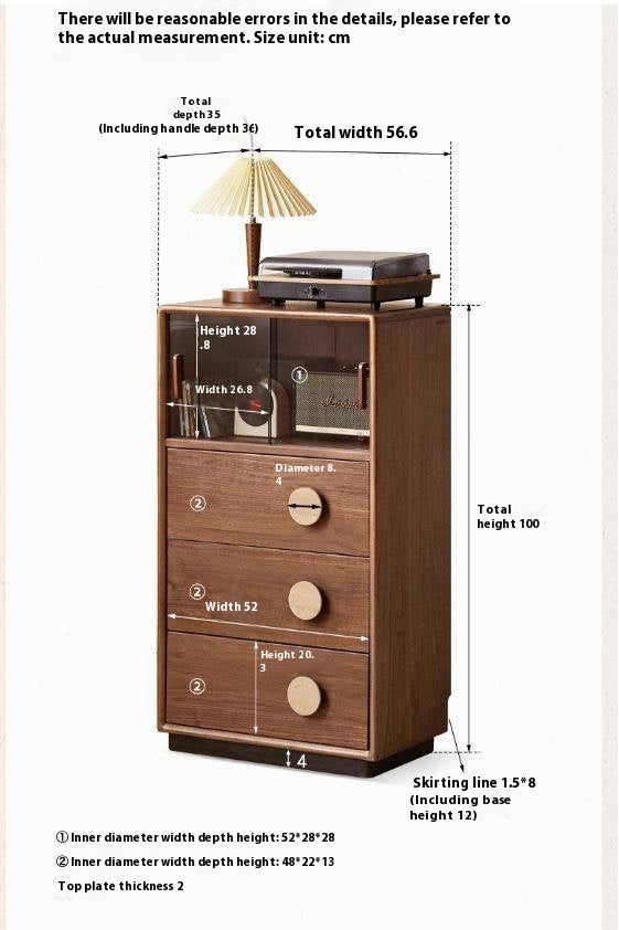 Black Walnut Solid Wood Retro Side Cabinet.