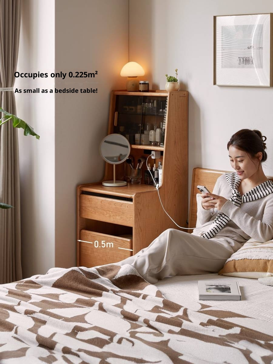 Cherry Solid Wood Multifunctional Retro Vanity Table