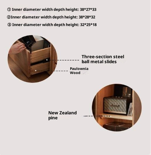 Oak Solid Wood Modern Side Cabinet.