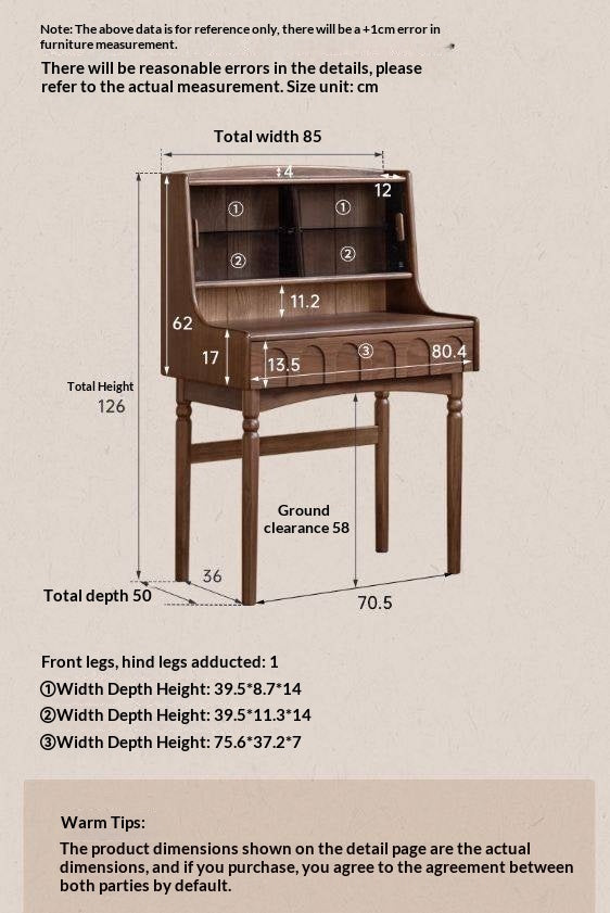 Black Walnut Solid Wood French Retro Multifunctional Vanity Table