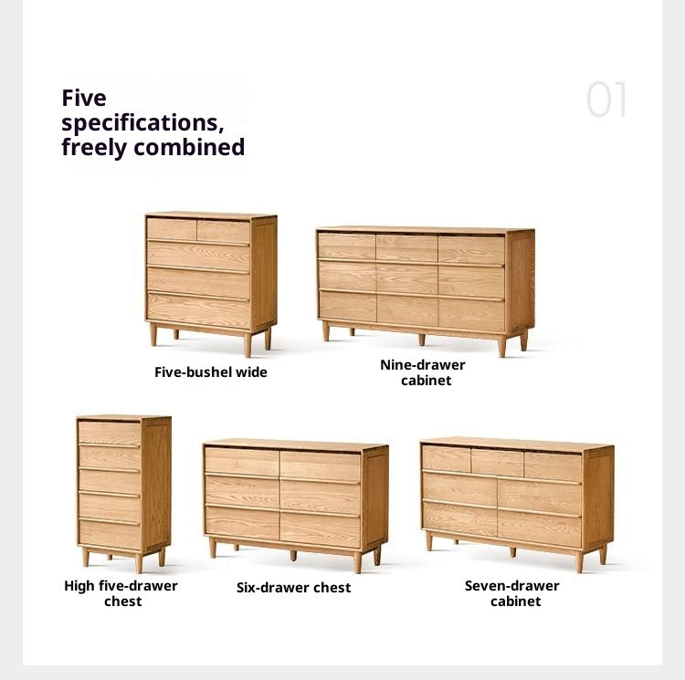 Ash Solid Wood Modern Drawer Cabinet