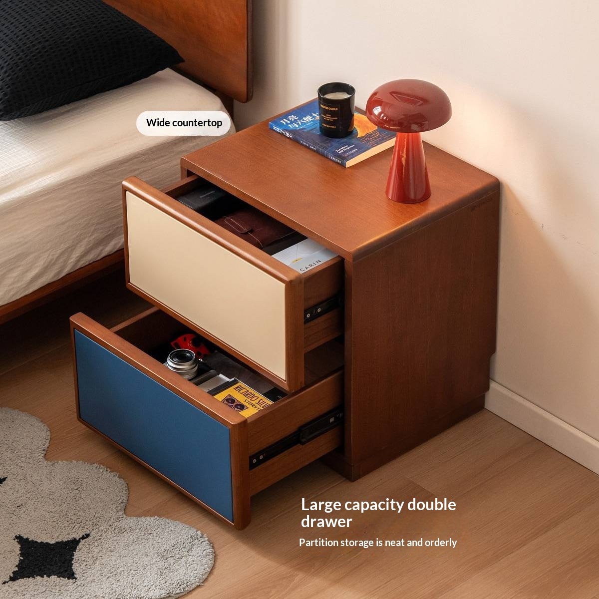 Poplar Solid Wood Bauhaus Style Nightstand