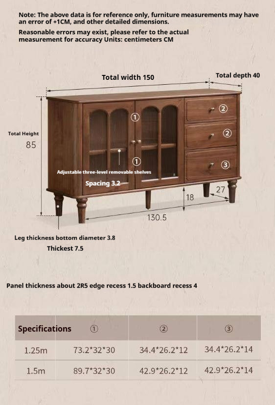 Black Walnut Solid Wood American Retro Sideboard