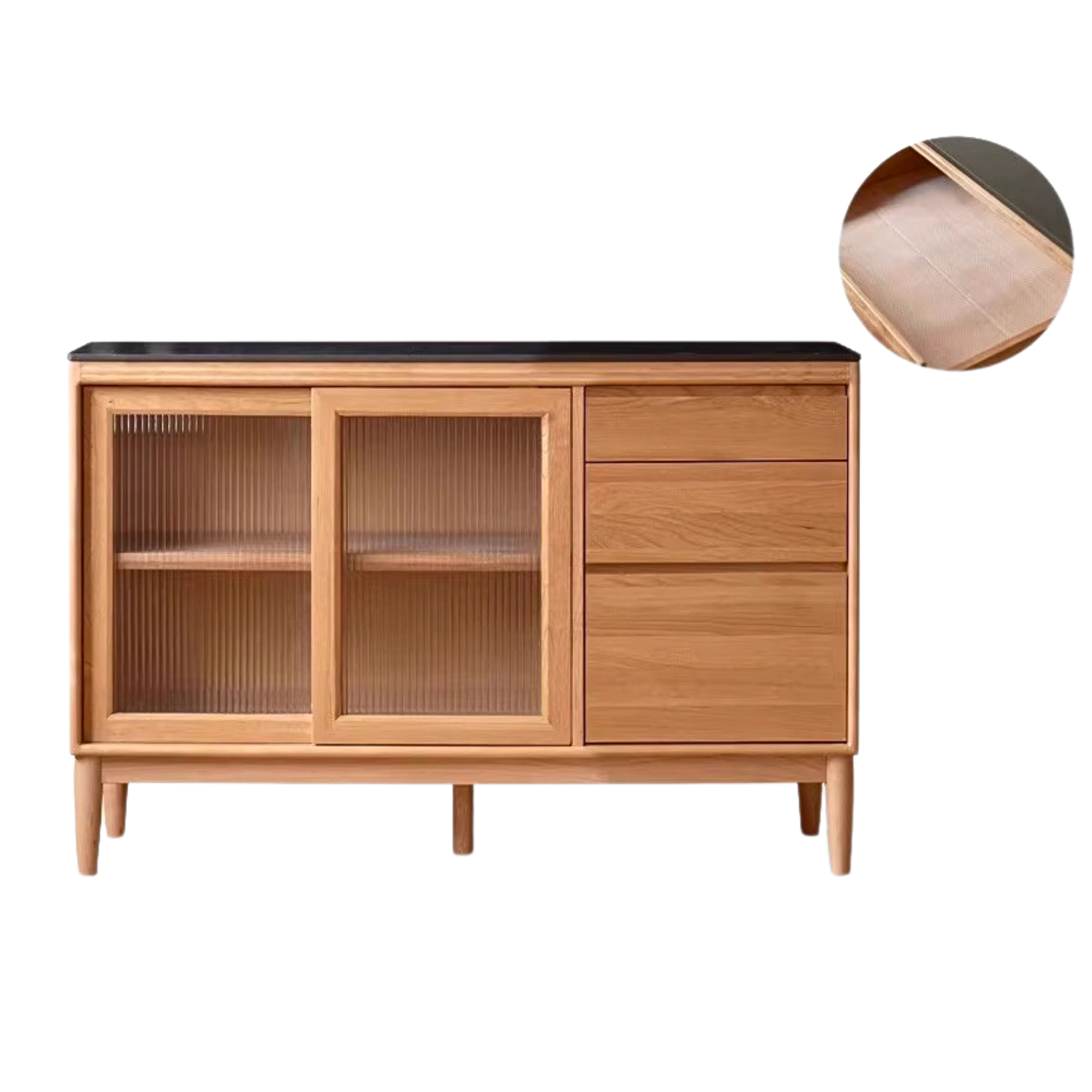 Cherry, Oak, Birch Solid Wood Rock Board Dining Cabinet Integrated High