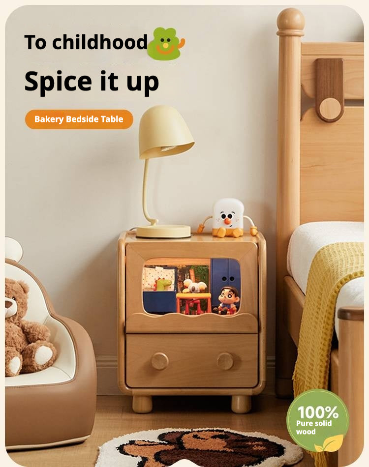 Beech, Poplar Solid Wood Children's Nightstand.