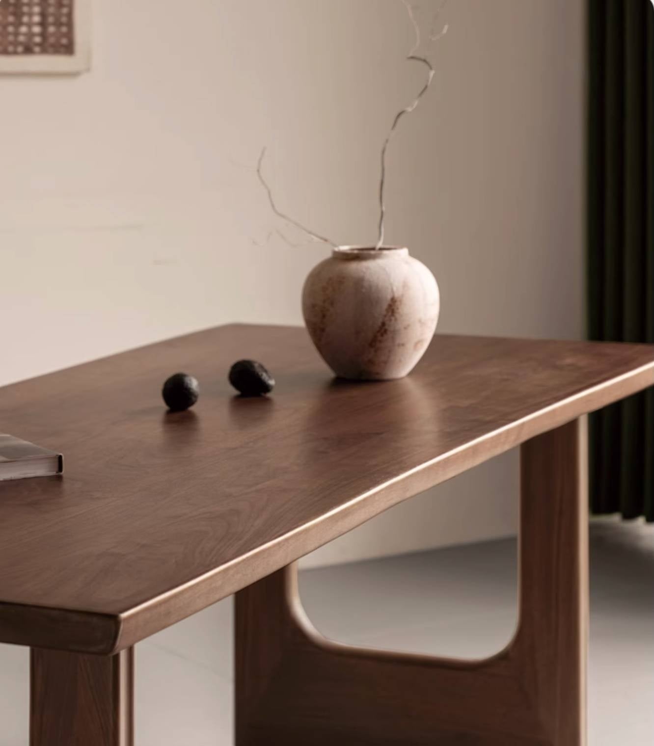 Black Walnut, Sandalwood Solid Wood Wabi Sabi Style Large Board Dining Table