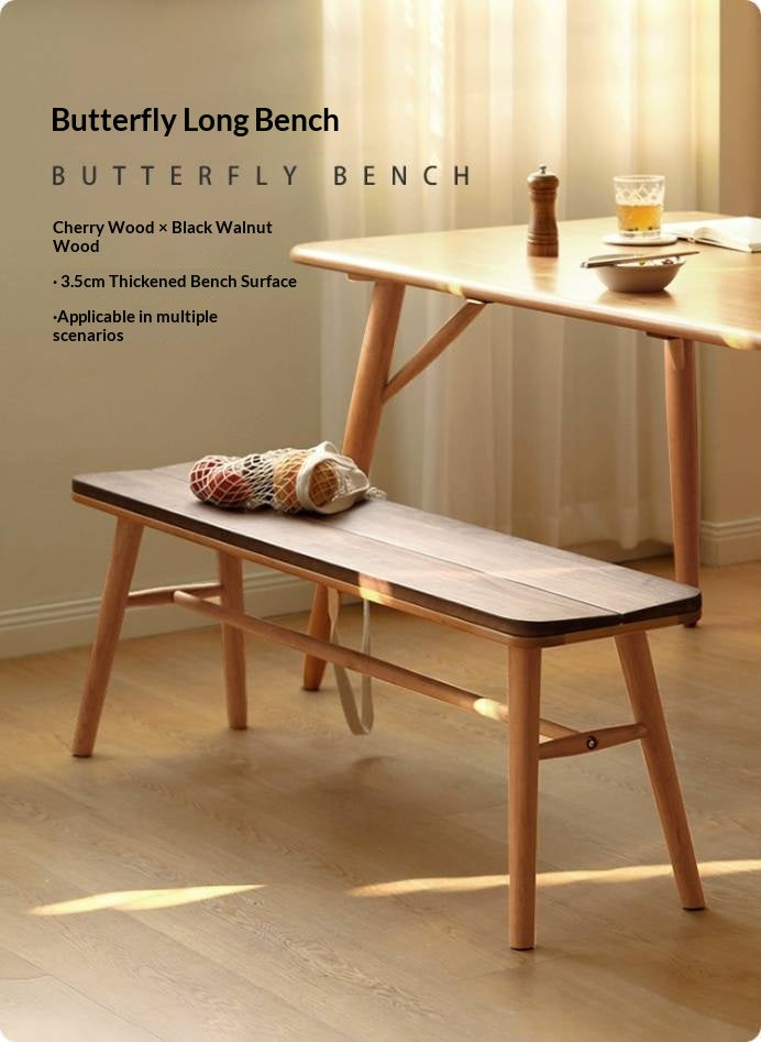 Cherry Solid Wood Long Bench