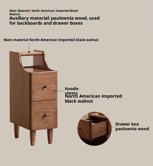Black Walnut Solid Wood Retro Style Nightstand