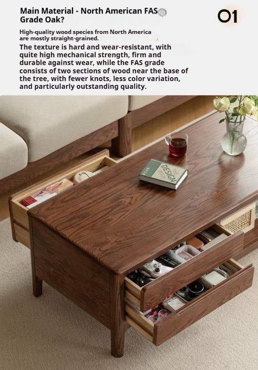 Oak Solid Wood, Solid Rubberwood Nordic Coffee Table