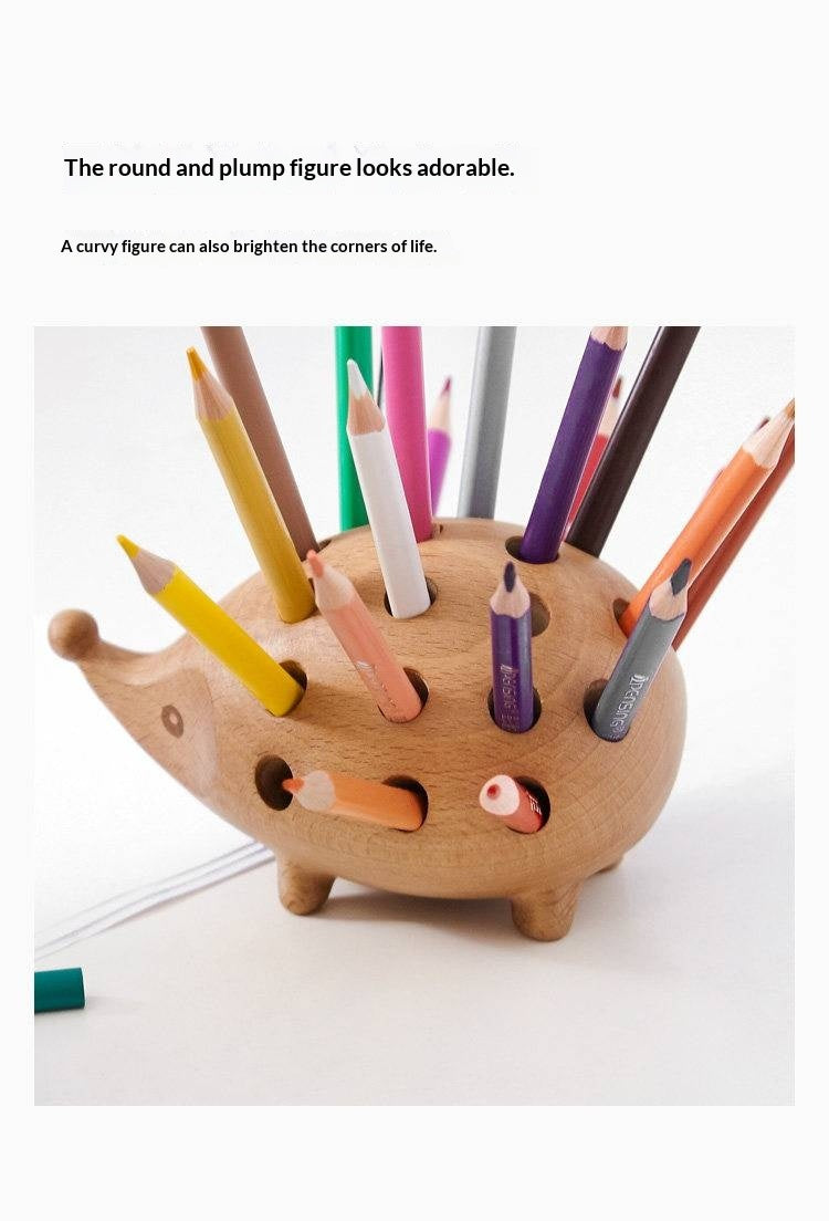 Beech Solid Wood Hedgehog Nordic Animal Pen Holder