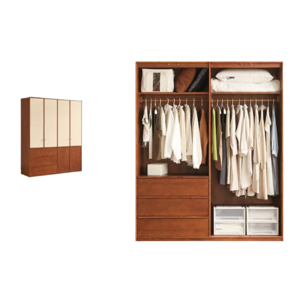 Oak Solid Wood Antique Style Wardrobe