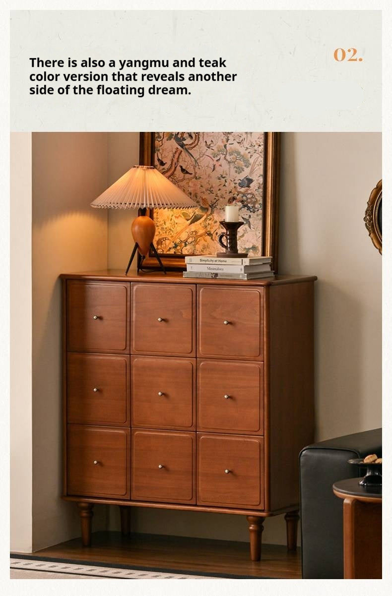 Cherry Solid Wood Retro Nine Bucket Cabinet