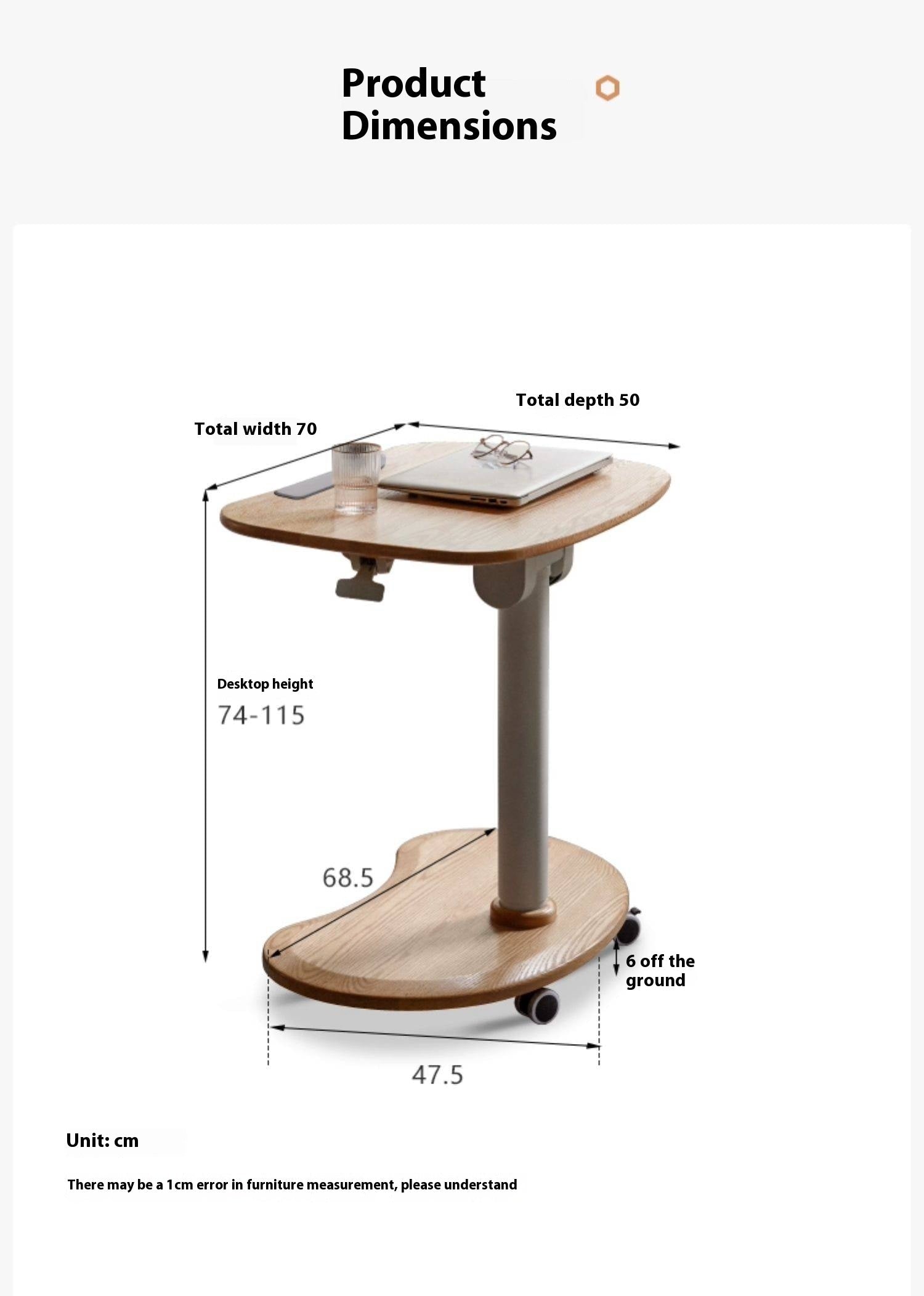 Oak Solid Wood Mobile Standing Desk