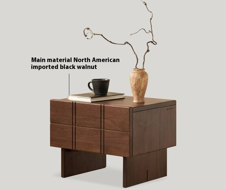 Black Walnut, Oak Wood Wabi-Sabi Style Nightstand
