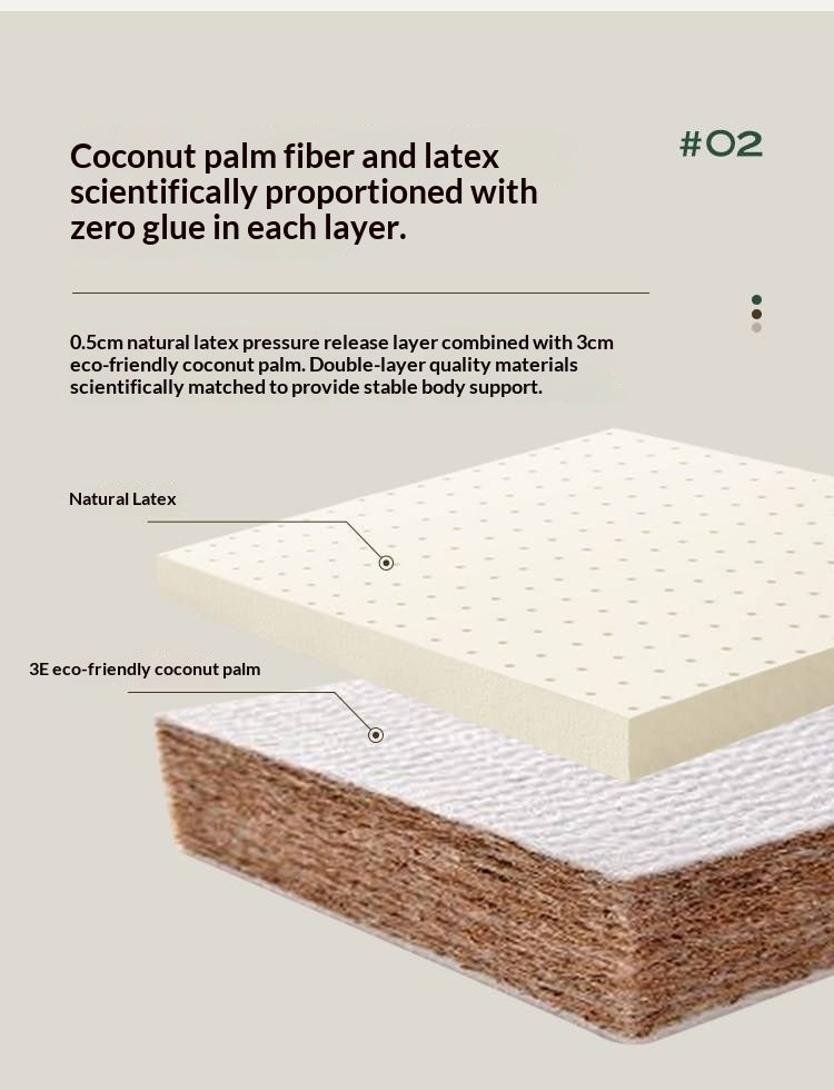 Zero-Glue Coconut Fiber Lumbar Support Firm Mattress — Removable, Washable, Latex Thin Mattress
