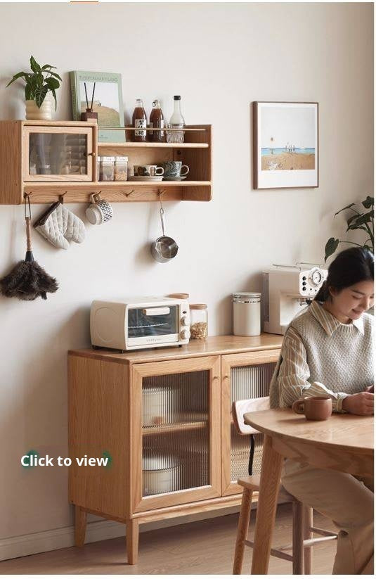 Oak Solid Wood Wall-Mounted Modern Cabinet
