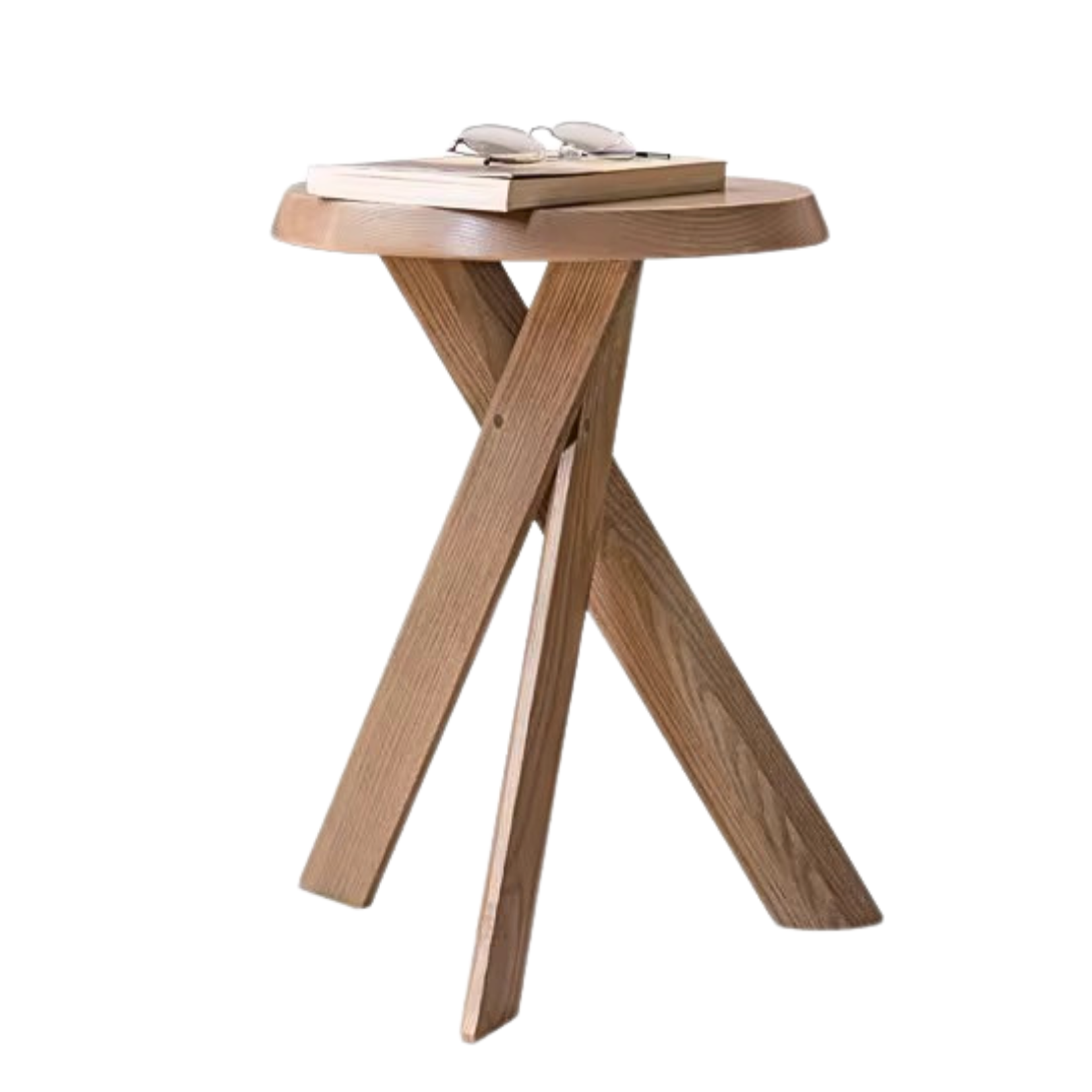 Ash Solid Wood White Wax Wood Side Table