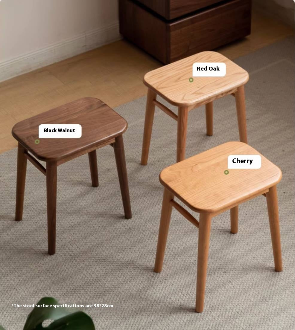 Ash Solid Wood Square Makeup Stool